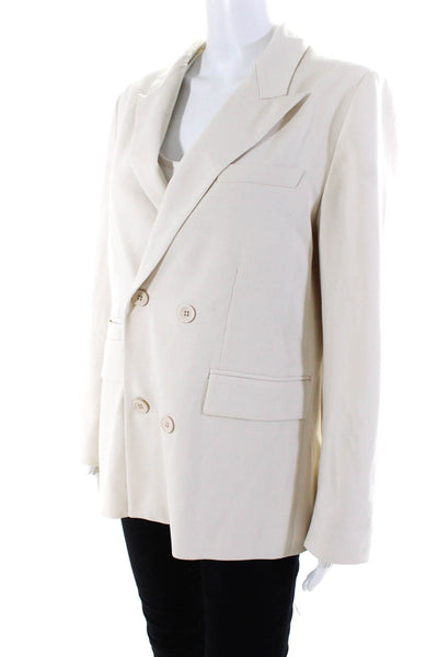 Grey/Ven Womens Woven Notched Collared Long Sleeve 4 Button Blazer Beige Size M