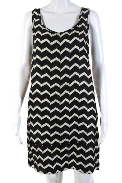 Rag & Bone Womens Silk Sleeveless Zig Zag Striped Mini A-Line Dress Black Size 4