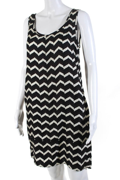 Rag & Bone Womens Silk Sleeveless Zig Zag Striped Mini A-Line Dress Black Size 4