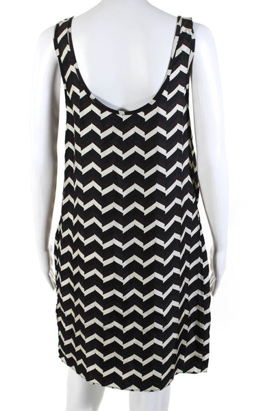 Rag & Bone Womens Silk Sleeveless Zig Zag Striped Mini A-Line Dress Black Size 4