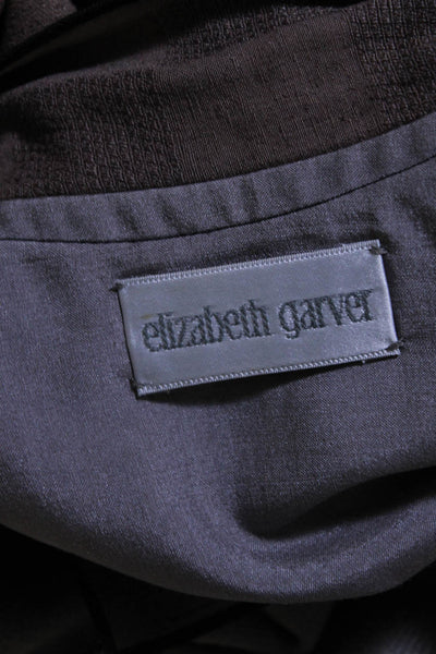 Elizabeth Garver Womens Button Down Coat Gray  Brown Size Small