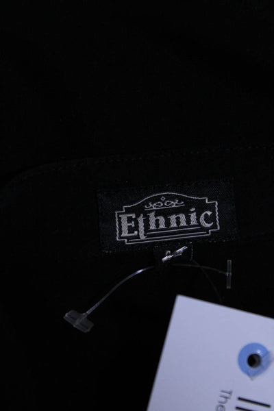 Ethnic Womens Embroidered Jeweled Slit Back Zipped Tunic Dress Black Size EUR42