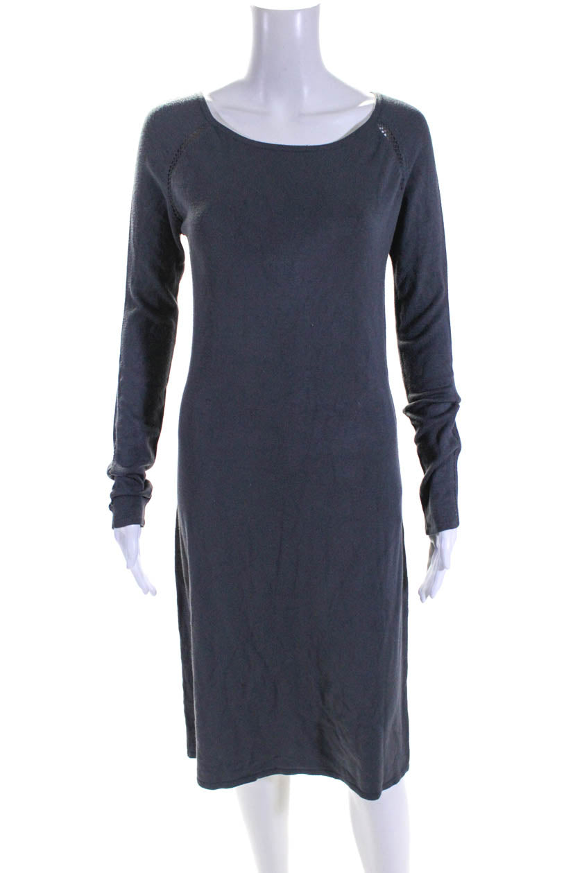 BCBG Max Azria Womens Mesh Knit Long Sleeve Sheath Sweater Dress