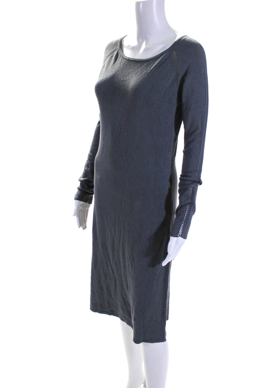 BCBG Max Azria Womens Mesh Knit Long Sleeve Sheath Sweater Dress