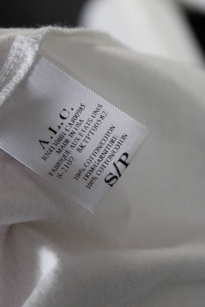 ALC Womens Drawstring Cutout Back Long Sleeved Crew Neck Shirt White Size S