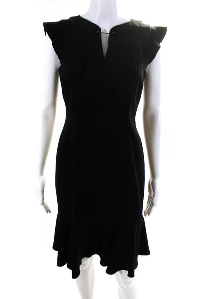 Elie Tahari Womens Fit & Flare Short Sleeved Knee Length Dress Black Size 2