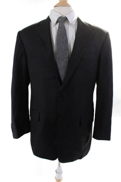 Hickey Freeman Mens Slim Fit Collared Two Button Long Sleeved Blazer Gray Size M