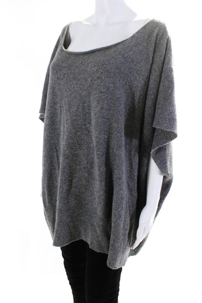 Scoop Womens Wool + Cashmere Knit Scoop Neck Pullover Poncho Gray Size M/L