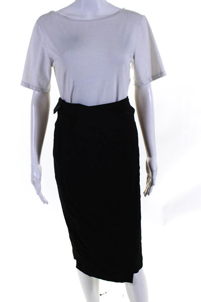 ALC Women's Belted Wrap Straight Pencil Midi Skirt Black Size 0