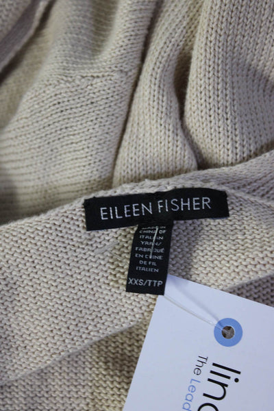 Eileen Fisher Women's Linen Cotton Blend Open Front Cardigan Beige Size XXS