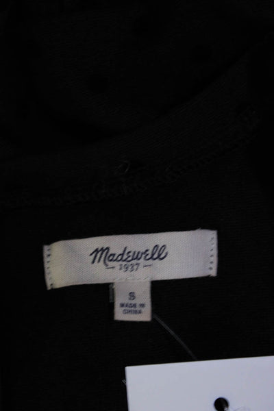 Madewell Women's Polka Dot Short Sleeve Crewneck Peplum Blouse Black Size S
