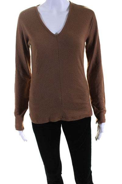 Rag & Bone Women's V-Neck Long Sleeve Blouse Brown Size S