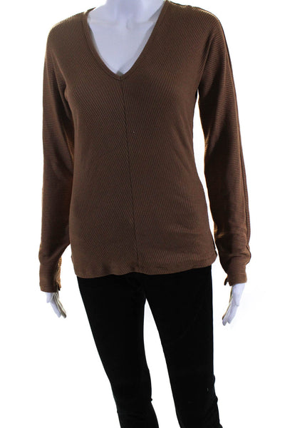 Rag & Bone Women's V-Neck Long Sleeve Blouse Brown Size S