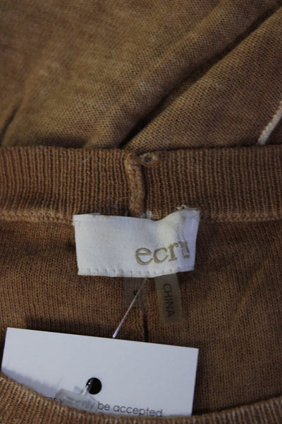 Ecru Women's Crewneck Long Sleeve Blouse Brown Size S