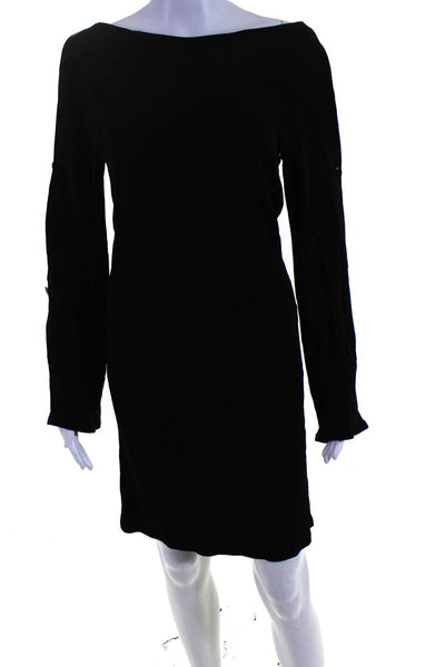 Reiss Women's Boat Neck Long Sleeve Bodycon Midi Dress Black Size M