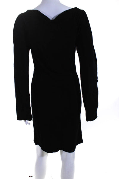Reiss Women's Boat Neck Long Sleeve Bodycon Midi Dress Black Size M