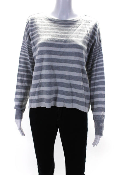 Splendid Women's Striped Crewneck Pullover Sweater Gray Size M