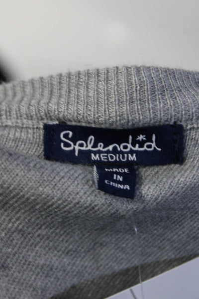 Splendid Women's Striped Crewneck Pullover Sweater Gray Size M