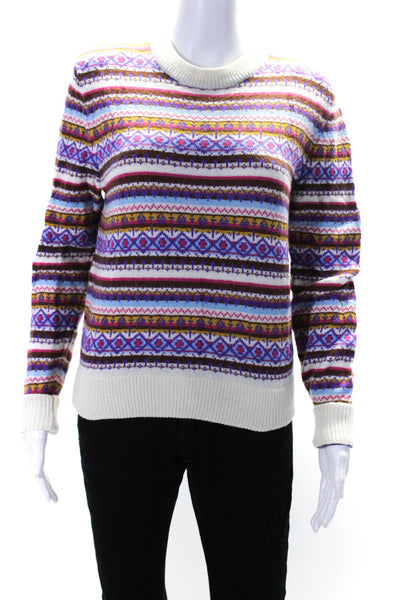 8 By Yoox Women's Printed Wool Blend Crewneck Pullover Sweater Multicolor Size M