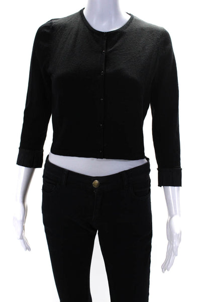 Rickie Freeman Teri Jon Women's Half Sleeve Wool Cardigan Black Size 2
