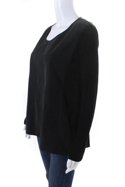 COS Womens Scoop Neck Paneled Slim Long Sleeved Blouse Top Gray Black Size 10