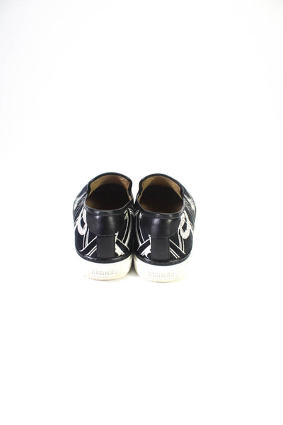 Hermes Mens Black Velour Graphic Print Slip On Eperon d'Or Sneaker Shoes Size 7.