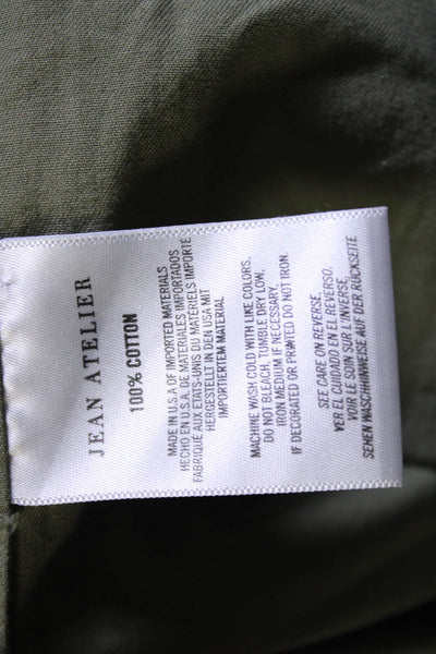 Jean Atelier Women's Cotton Lace Up Long Sleeve Blouse Green Size S