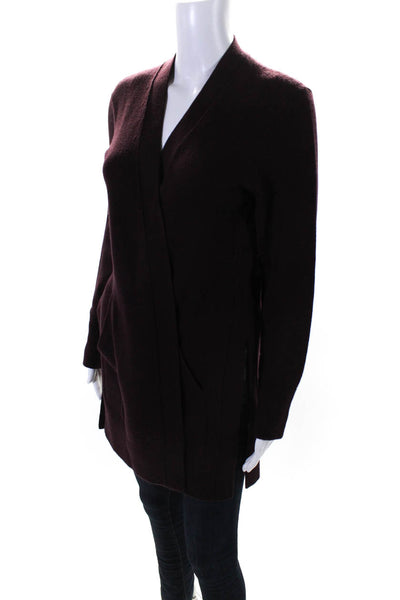 Akris Women's Cashmere Mid Length Open Front Cardigan Sweater Purple Size 6