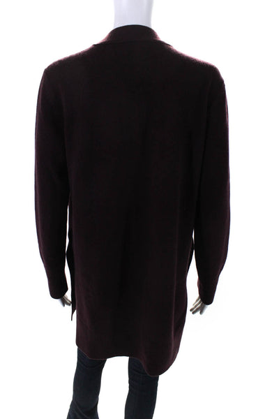 Akris Women's Cashmere Mid Length Open Front Cardigan Sweater Purple Size 6