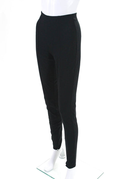 Open Edit Womens Stretch Front Pleat Hem Zipper High-Rise Leggings Black Size S
