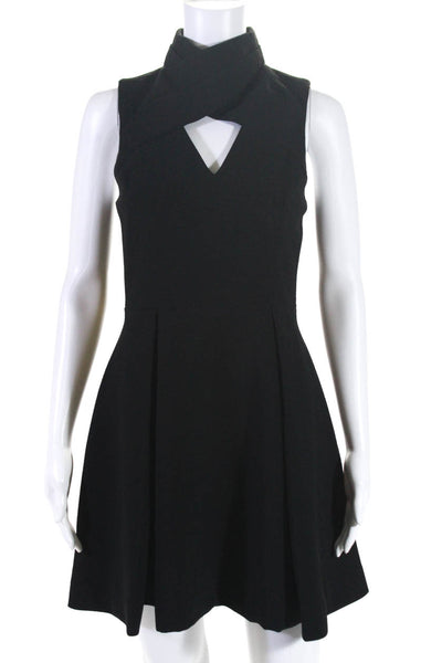 C/MEO Collective Womens Woven Sleeveless High-Neck Cutout Dress Black Size S