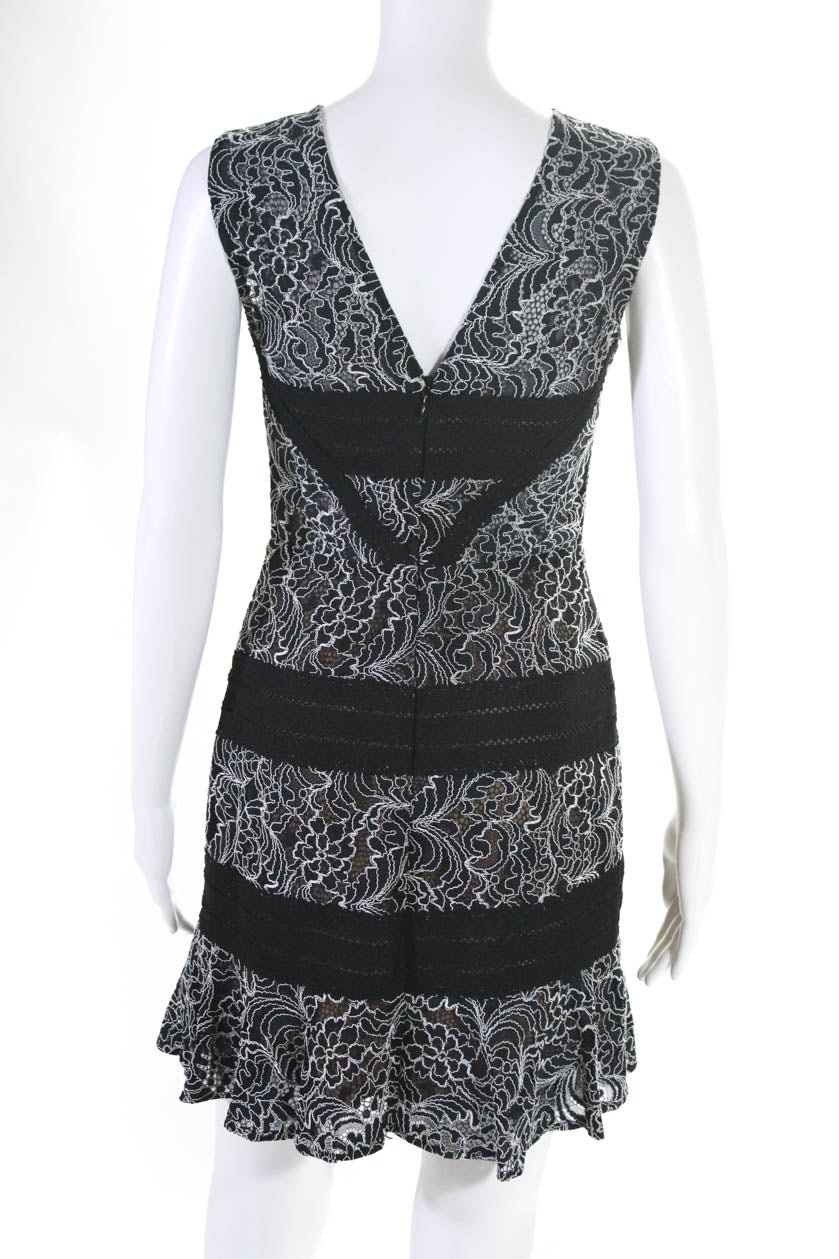 BCBGMAXAZRIA Womens Nylon Lace Floral Sleeveless Knee Length Dress Bla -  Shop Linda's Stuff