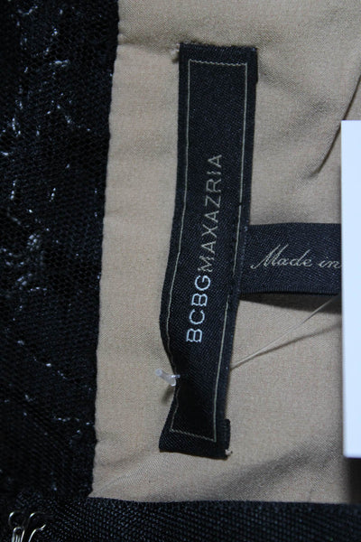 BCBGMAXAZRIA Womens Nylon Lace Floral Sleeveless Knee Length Dress Black Size 2