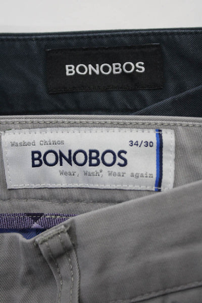 Bonobos Mens Dark Navy Cotton Flat Front Straight Chino Pants Size 33 34 Lot 2