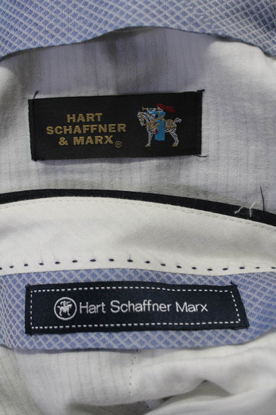 Hart Schaffner Marx Mens Navy Wool Checker Pleated Dress Pants Size 34 Lot 2