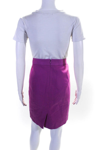 J Crew Womens Cotton Back Split Zip Up Knee Length Pencil Skirt Fuchsia Size 6