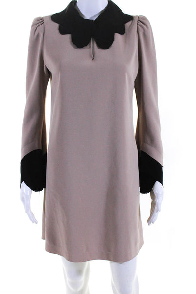 Just Cavalli Womens Ruffle Collar Cut Out Long Sleeve Dress Beige Size 40 S