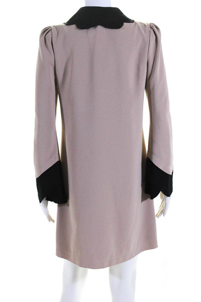 Just Cavalli Womens Ruffle Collar Cut Out Long Sleeve Dress Beige Size 40 S