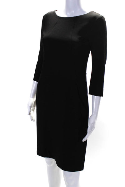 M.M. Lafleur Womens 3/4 Sleeve Zip Up Knee Length Sheath Dress Black Size 2