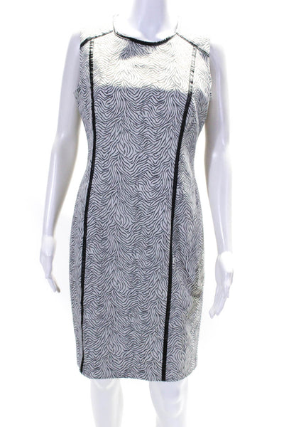 Calvin Klein Womens Cotton Sleeveless Striped Mini Pencil Dress Gray Size 8