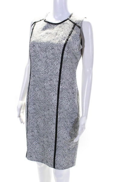 Calvin Klein Womens Cotton Sleeveless Striped Mini Pencil Dress Gray Size 8