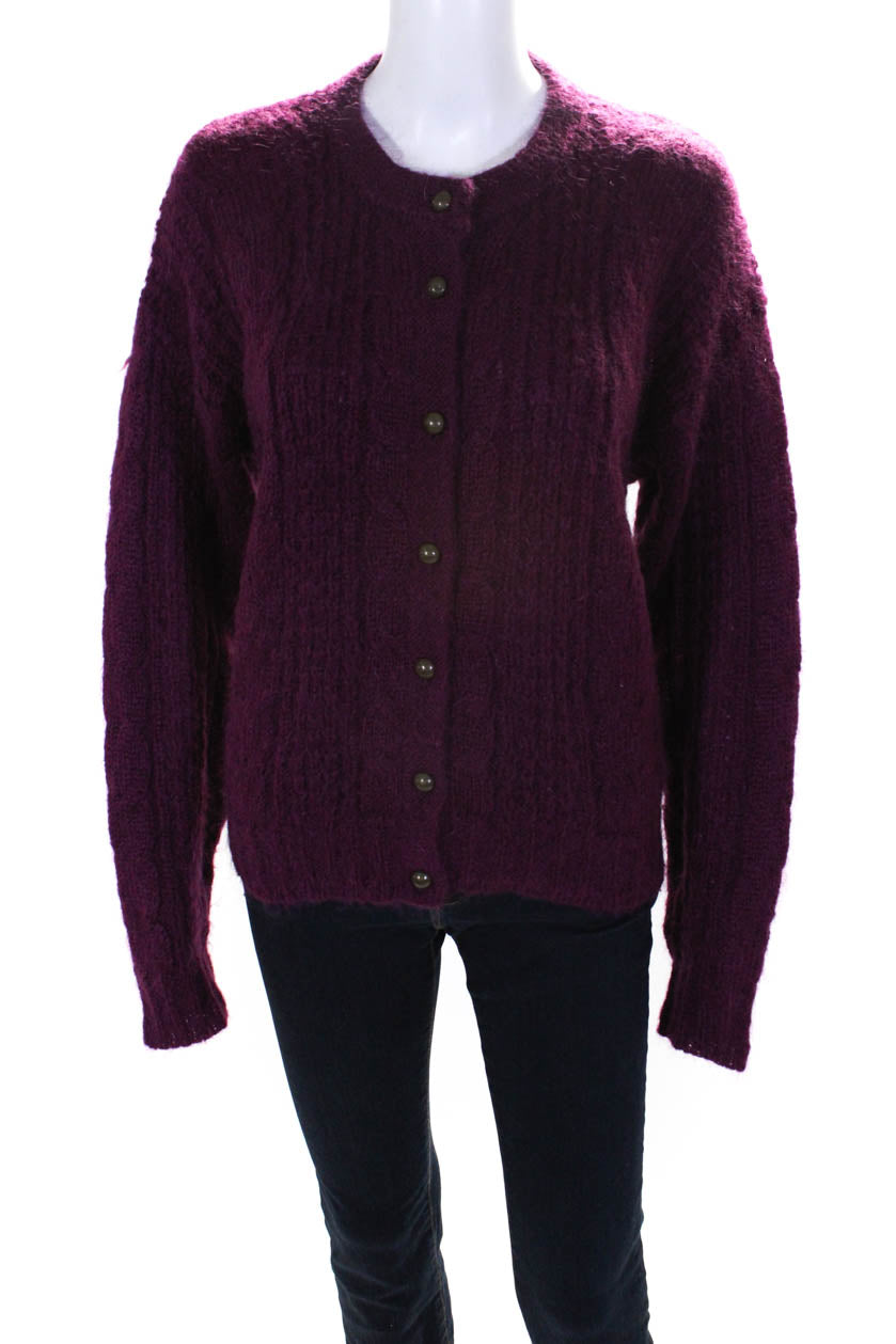 Purple button down on sale sweater