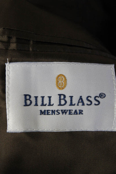 Bill Blass Mens Camel Hair Plaid Two Button Blazer Jacket Brown Size 40 Regular