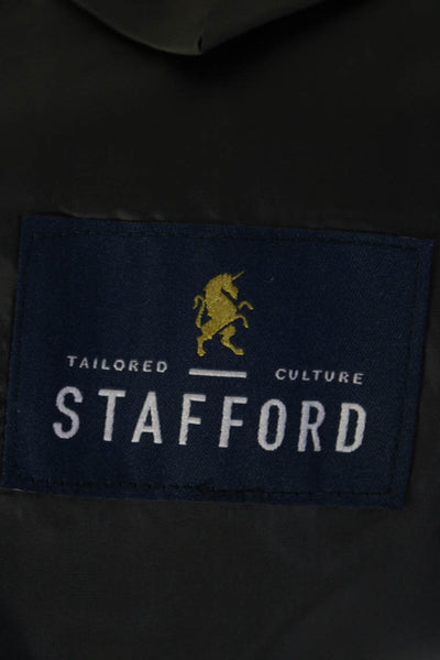 Stafford Mens Plaid Classic Fit Blazer Gray Black Wool Size 42 Regular