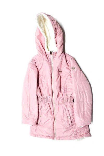 DKNY Childrens Girls Hooded Full Zipper Pink Size 14-16