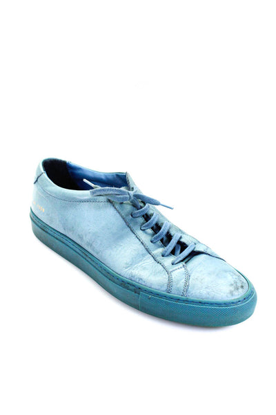 Common Projects Men Leather Low Top Lace Up Sneakers Blue Size 8
