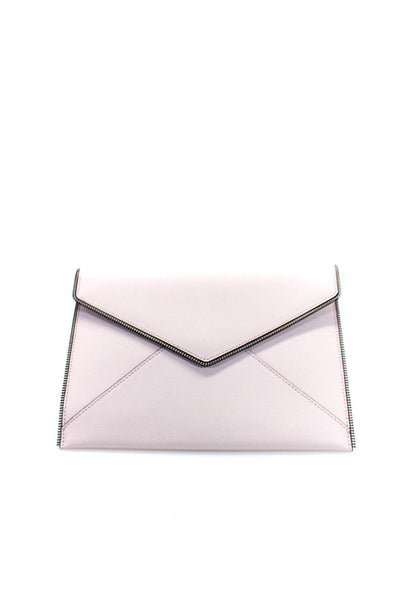 Rebecca Minkoff Womens Envelope Zip Edge Lined Small Clutch Handbag Light Pink