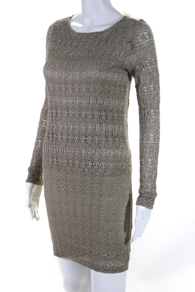 Nightcap by Carisa Rene Women's Long Sleeve Lace Bodycon Dress Beige Size 1