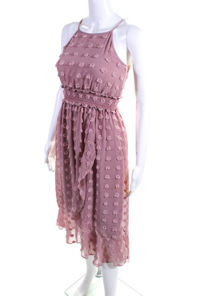 Nickie Lew Childrens Girls Knit Dot Spaghetti Strap Tulip Maxi Dress Pink Size 8
