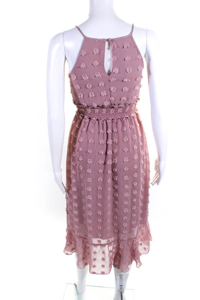 Nickie Lew Childrens Girls Knit Dot Spaghetti Strap Tulip Maxi Dress Pink Size 8
